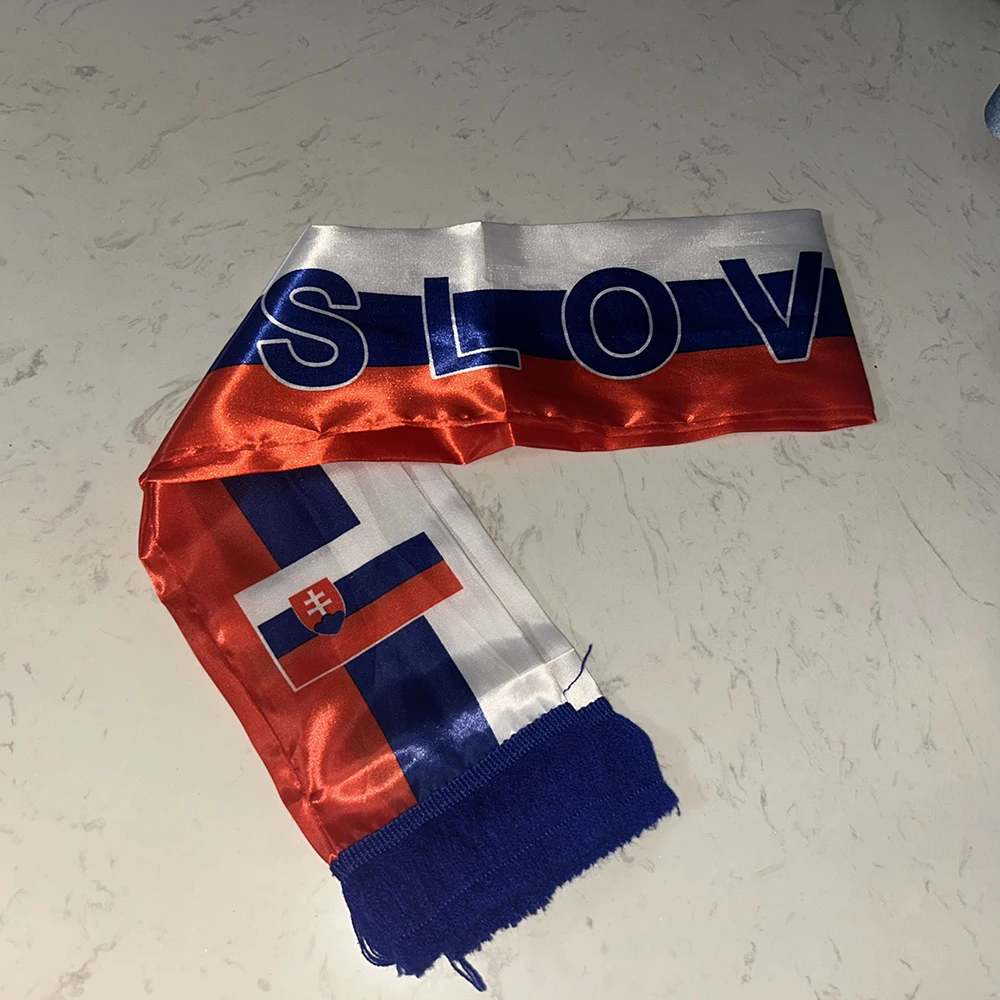 Bufanda bandera Eslovaquia satén doble cara con borlas - imagen 4