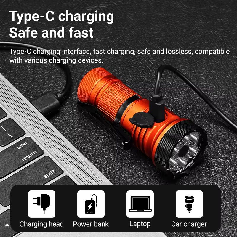 Mini linterna LED UV táctica recargable USB con imán - imagen 2