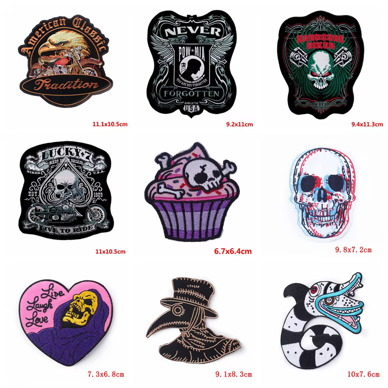 Parches termoadesivos calavera rosa estilo punk táctico - imagen 2
