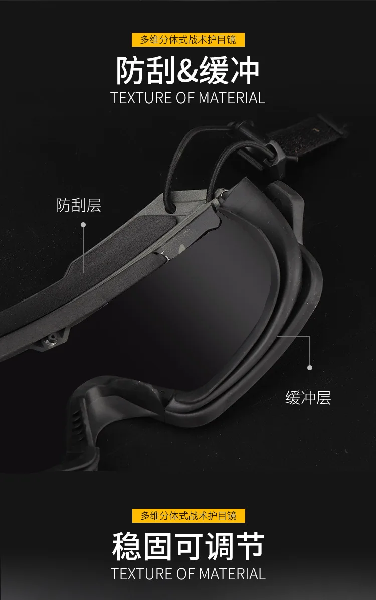 Gafas puestas en casco táctico