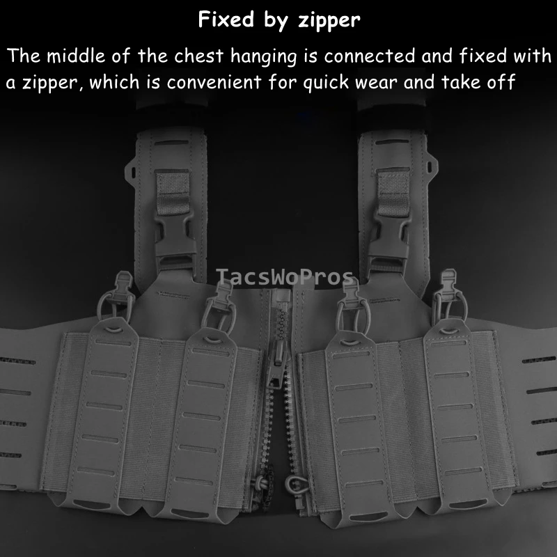 Chaleco táctico MOLLE H-harness ajustable caza Airsoft con bolsas - imagen 4