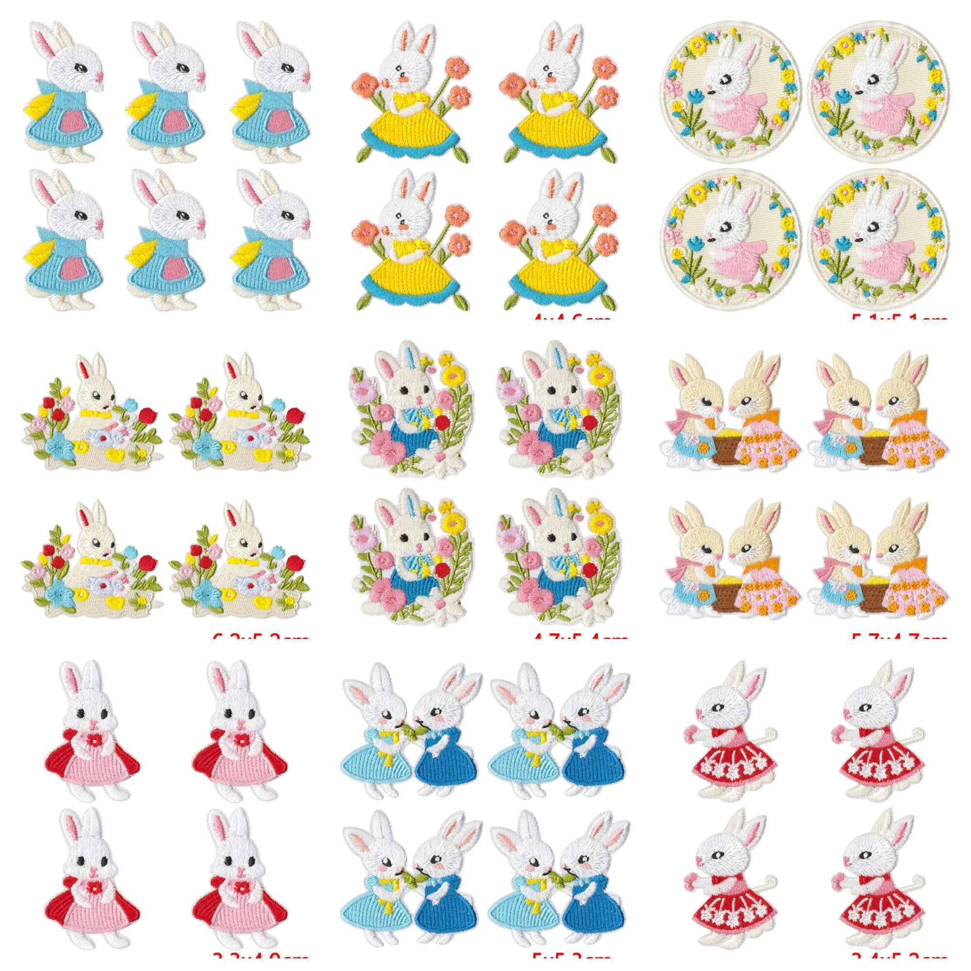 Parches termoadhesivos bordados de conejitos para ropa y manualidades - imagen 3