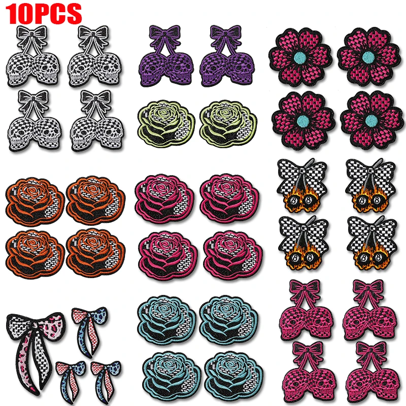 Parche termoadhesivo bordado vaquero calavera y rosa, para coser - imagen 4