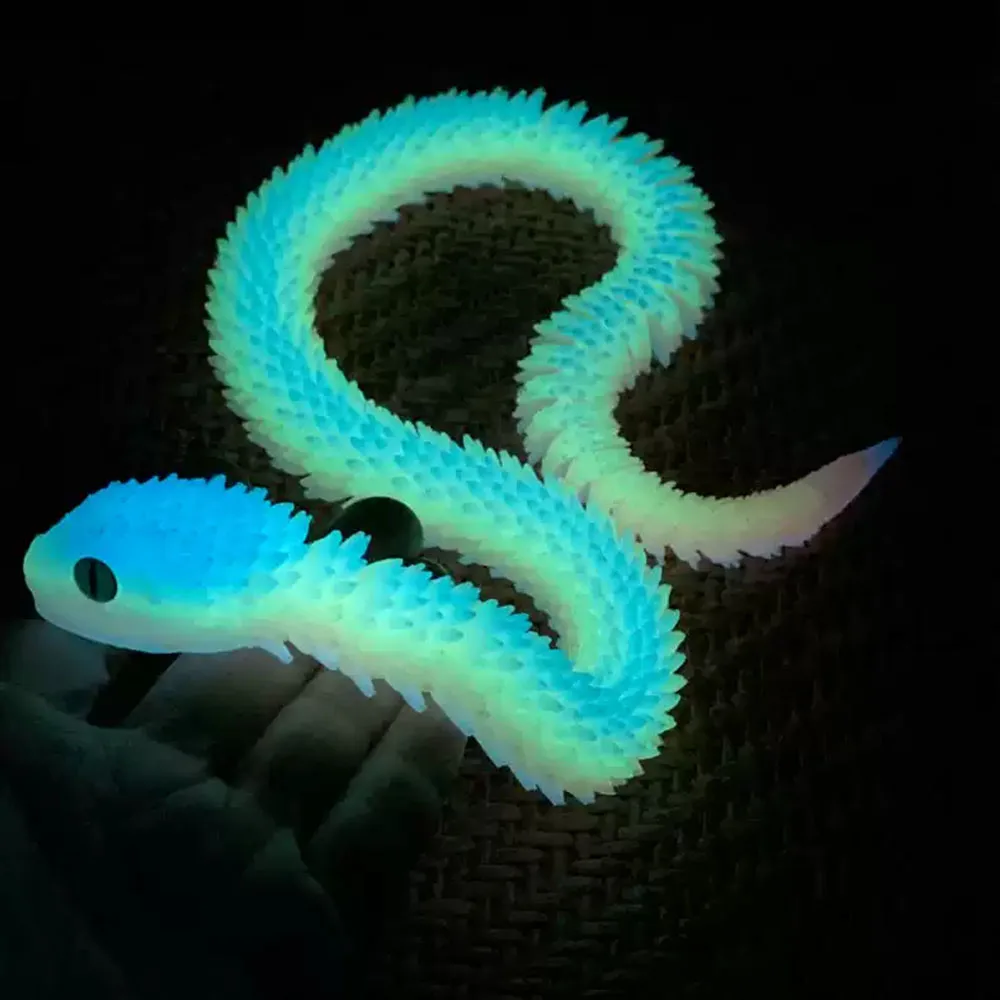 Figura reptil Serpiente de Cristal impresa 3D, dientes móviles - imagen 2
