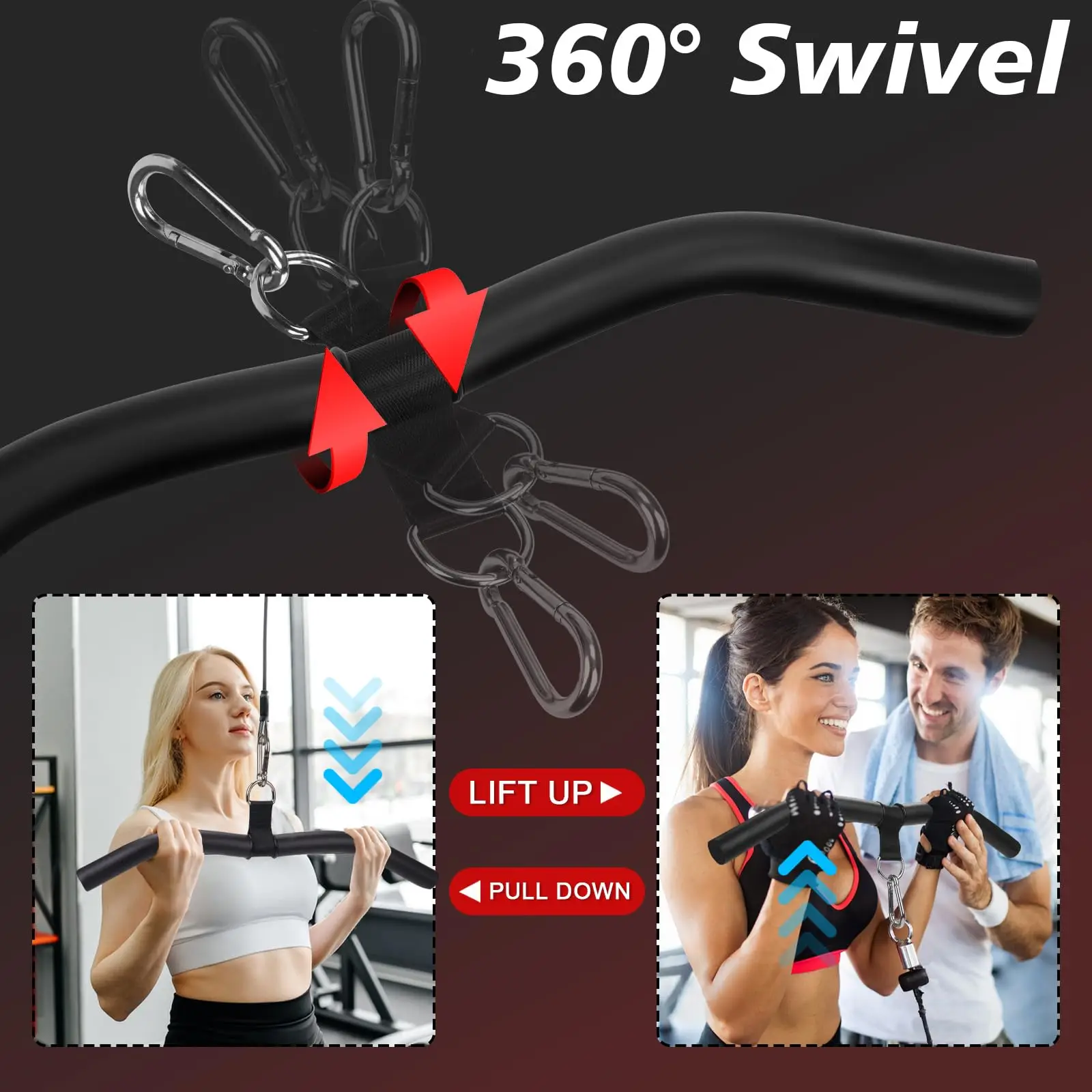 Barra de tracción lateral para cable de gimnasio con agarre goma - imagen 5