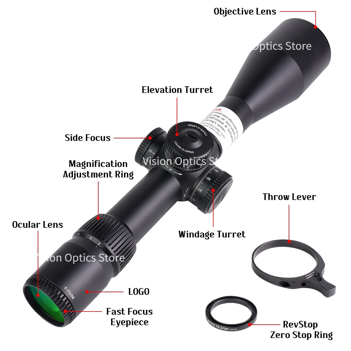 Mira telescópica táctica Optics VT FFP EBR-7C MRAD 5-25x56 - imagen 3