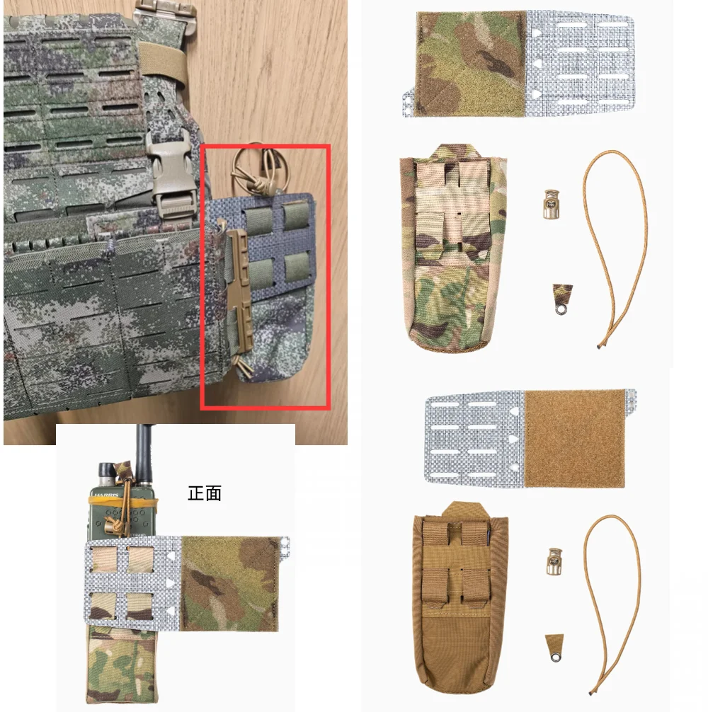 Chaleco táctico estilo SC MOLLE portaplacas con bolsa radio y aletas - imagen 4