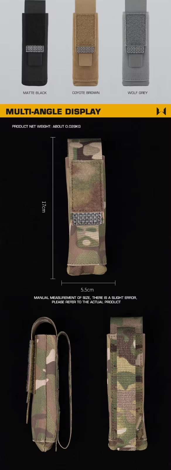 Bolsa táctica de nailon para linterna y herramientas