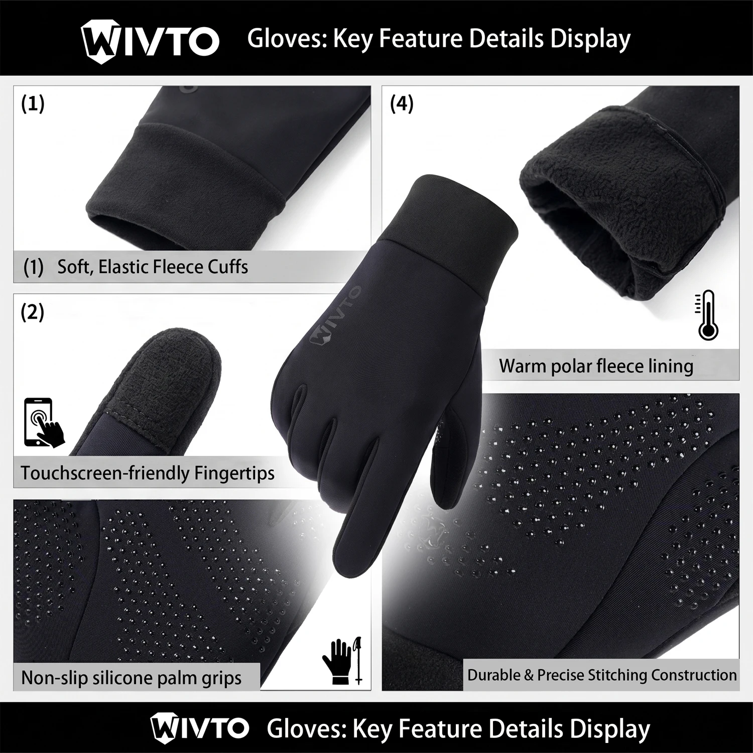 Guantes de invierno cortaviento con pantalla táctil para outdoor - imagen 4
