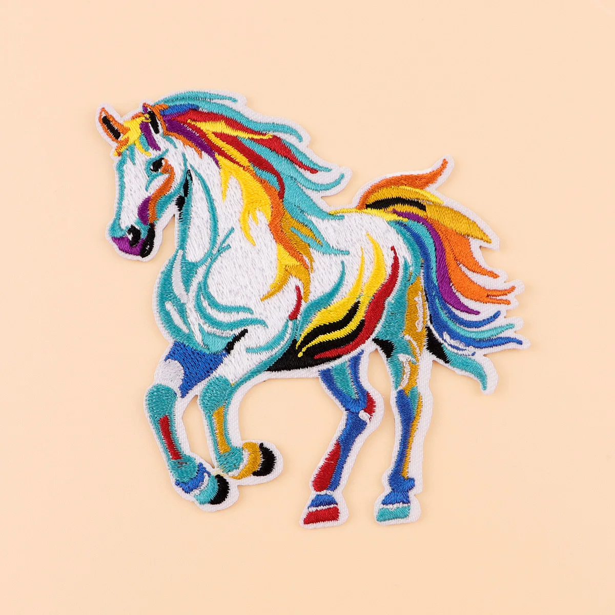 Parche termoadhesivo bordado caballo colorido para ropa–Costura