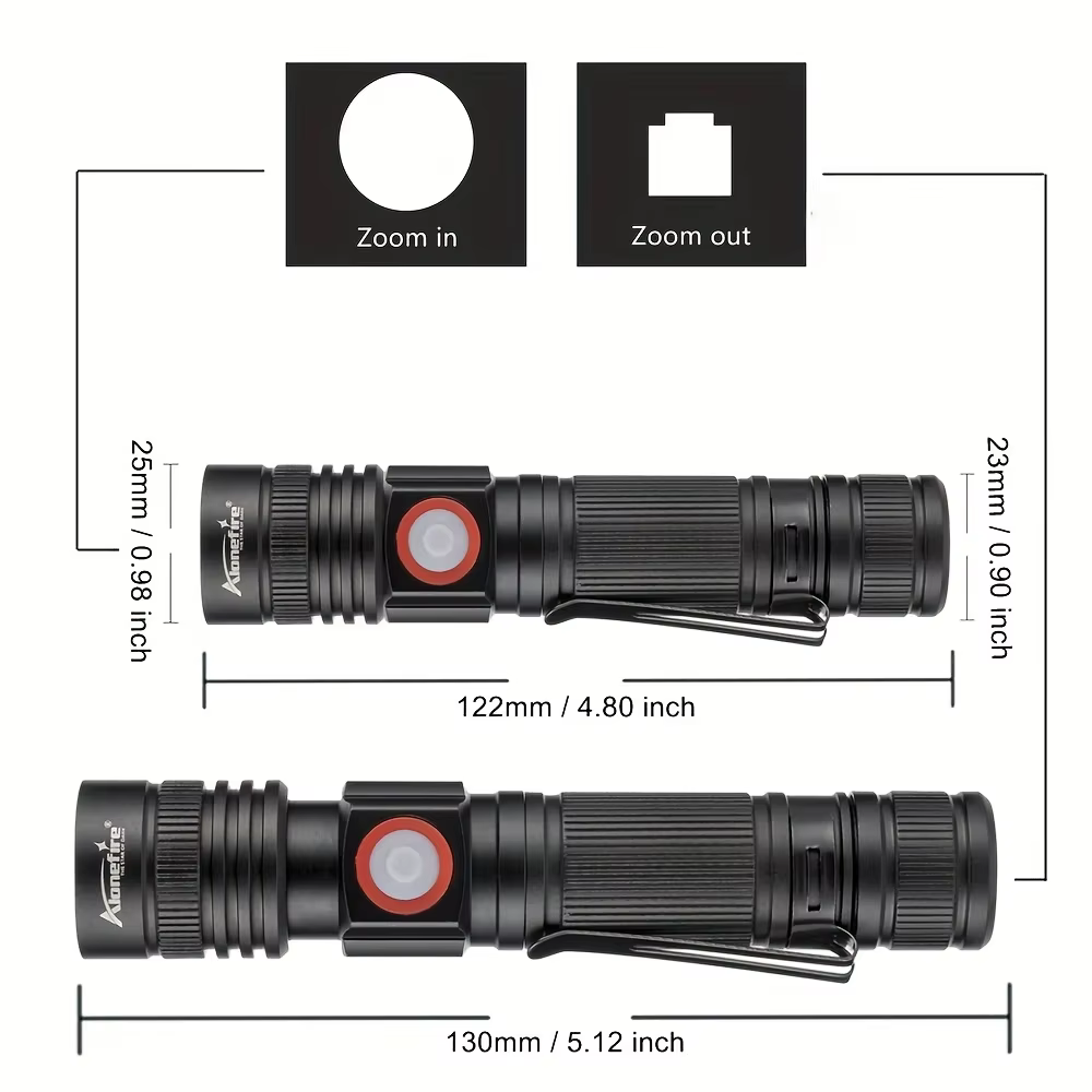 Linterna LED T6 Zoom táctica USB para camping y senderismo - imagen 4