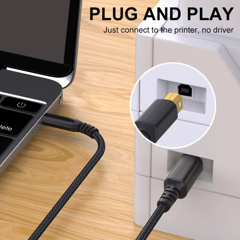 Cable USB Tipo C a B para impresora 3D – 480 Mbps K1KF Resistente
