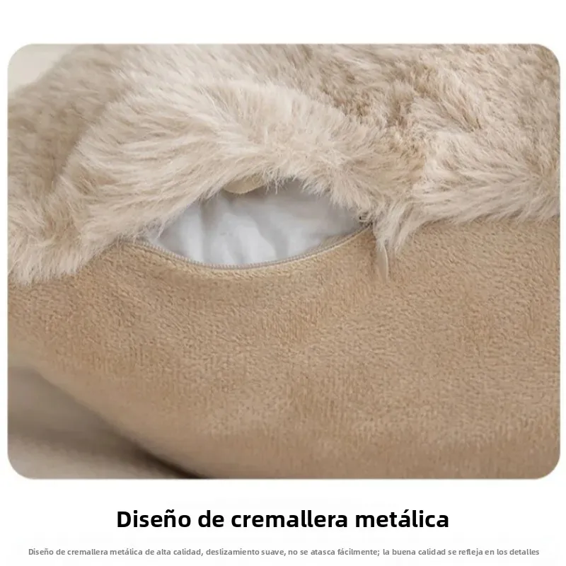 Cojín decorativo felpa imitación piel de conejo color sólido suave - imagen 5