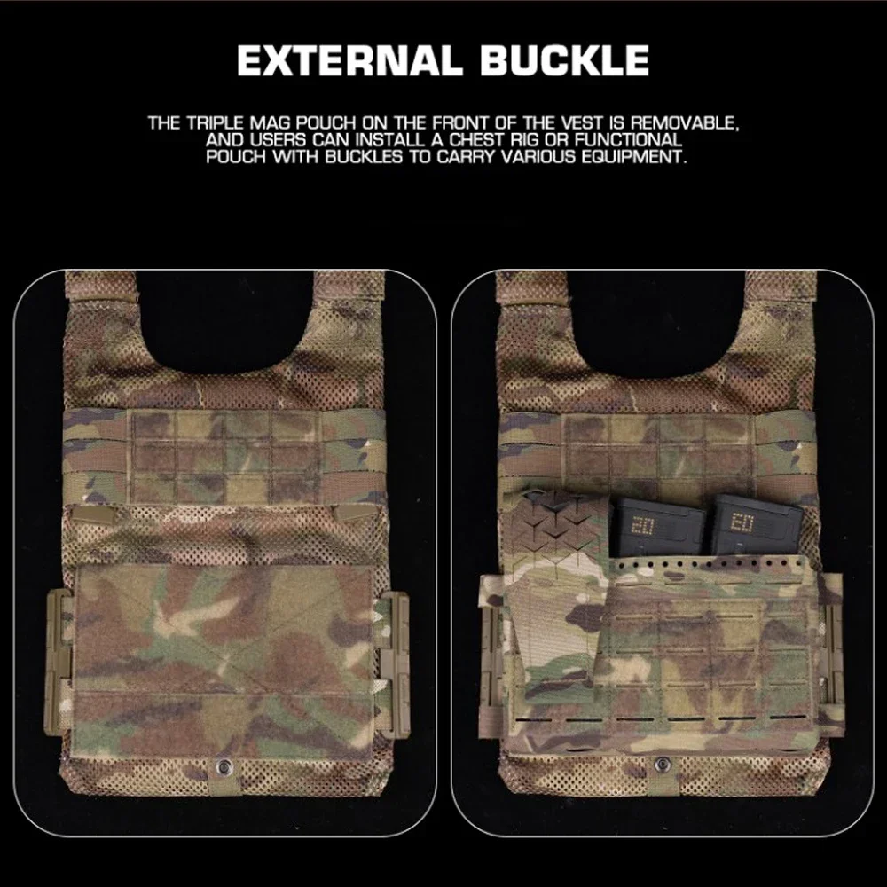 Chaleco táctico LV119 portaplacas OTB Airsoft con bolsa Triple Mag - imagen 5