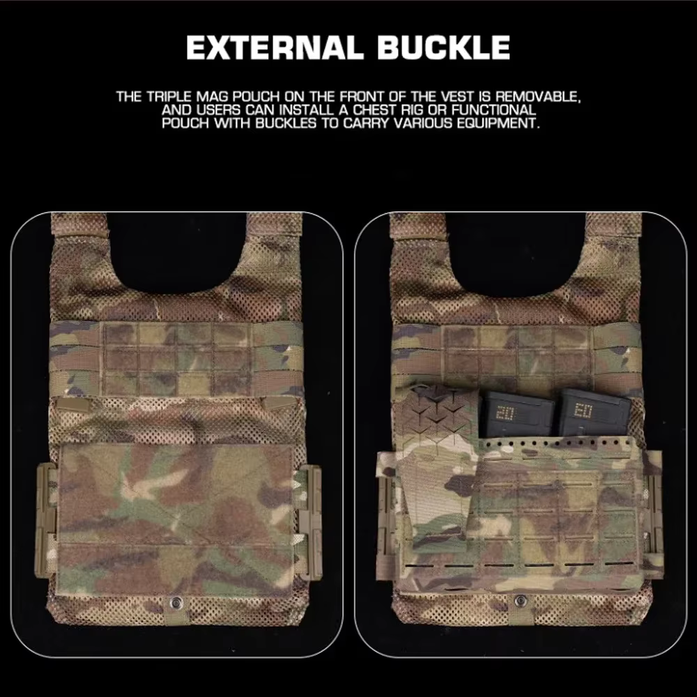 Chaleco táctico LV119 portaplacas OTB Airsoft con bolsa Triple Mag - imagen 5