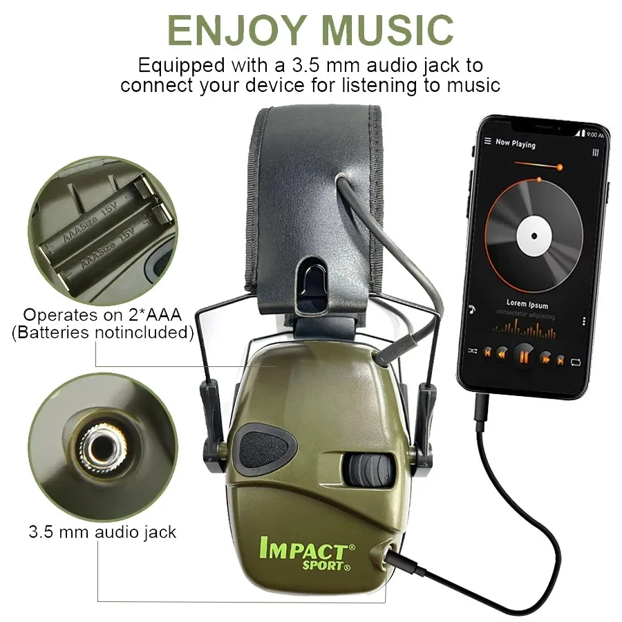 Auriculares tácticos electrónicos para tiro, protección antiruido - imagen 2