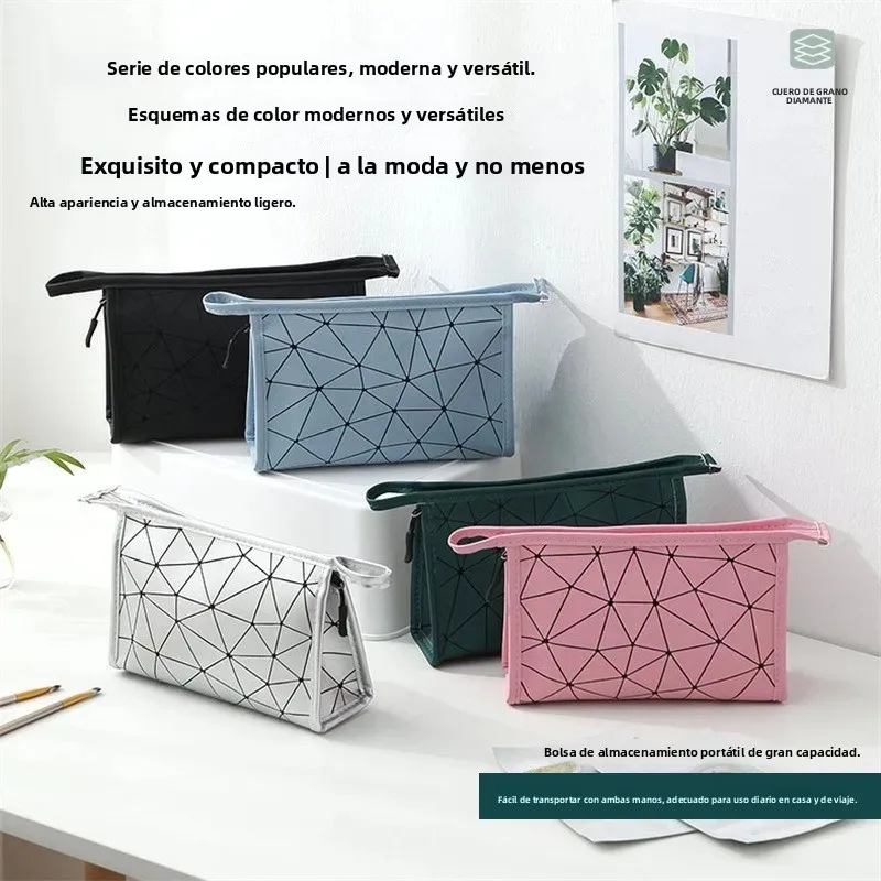 Rhombus bolsa de aseo impermeable PU, gran capacidad para viaje - imagen 5