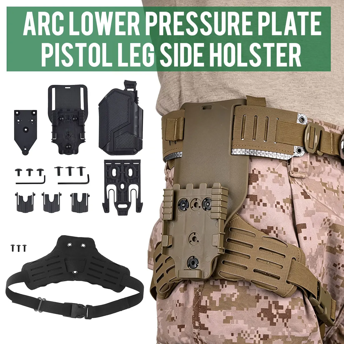 Fundas pierna tácticas MOLLE QLS – Plataforma ajustable para airsoft y caza - imagen 5