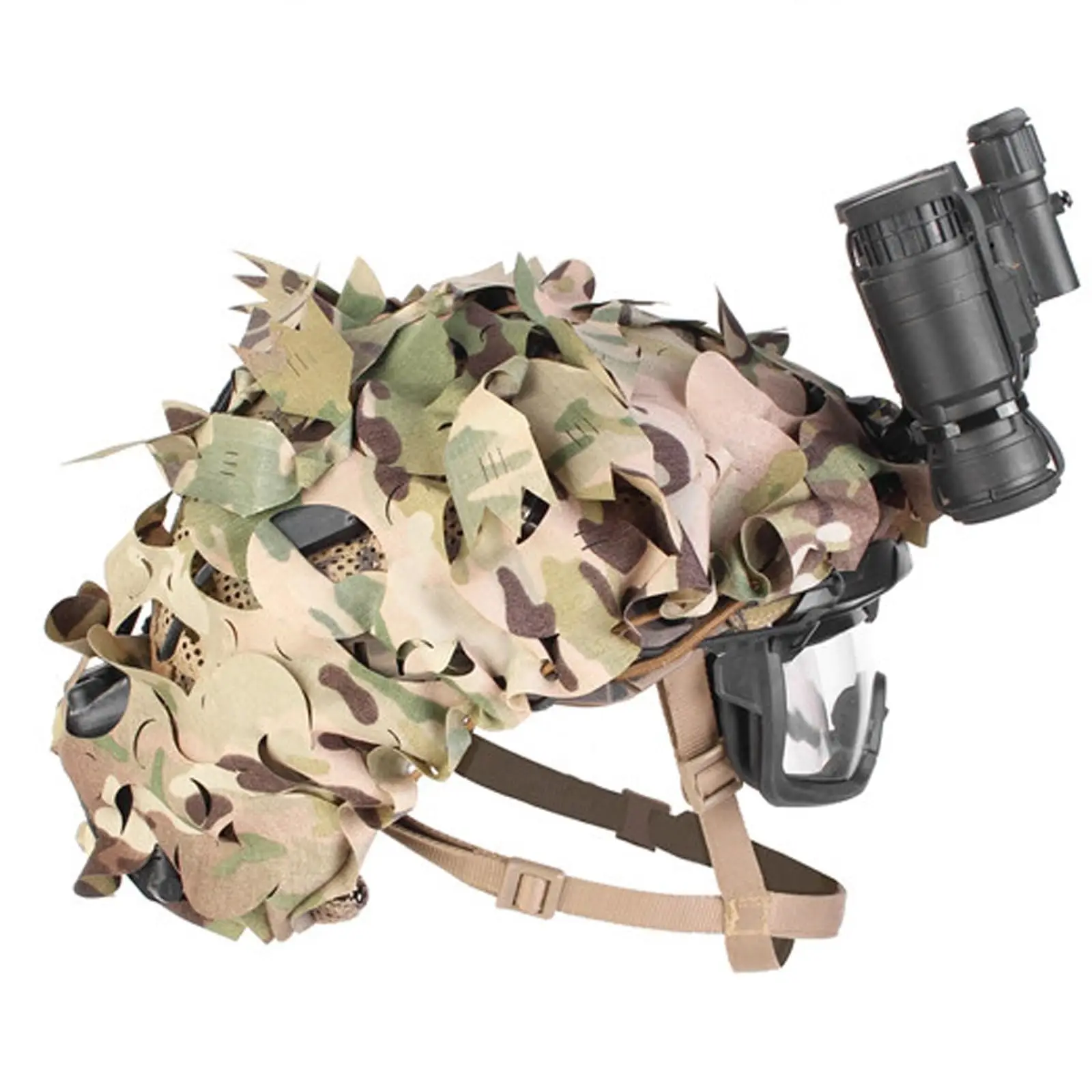 Casco táctico airsoft FAST camuflaje hojas con gafas visión nocturna - imagen 3