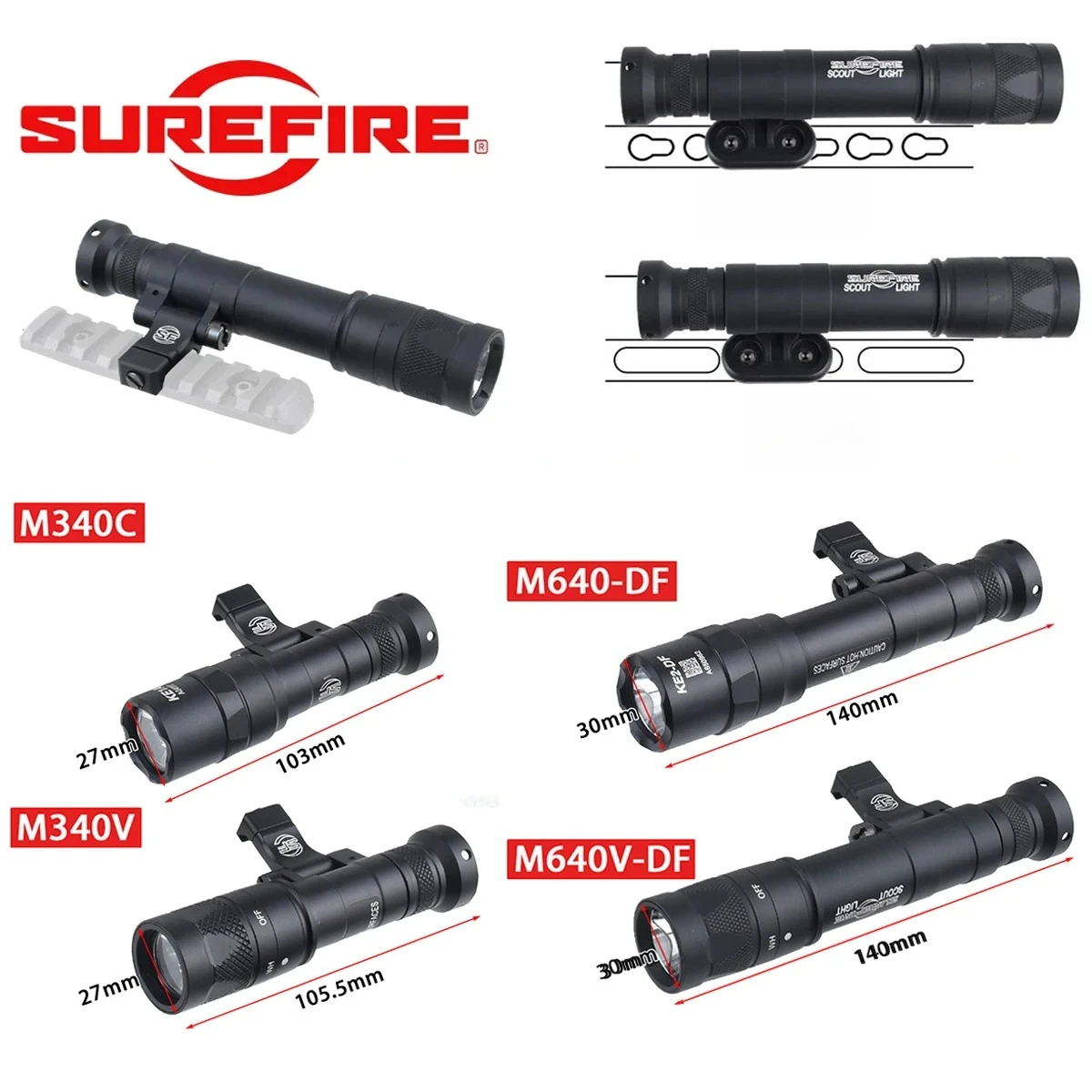 SureFire M340/M640 DF – Linterna táctica LED para Picatinny