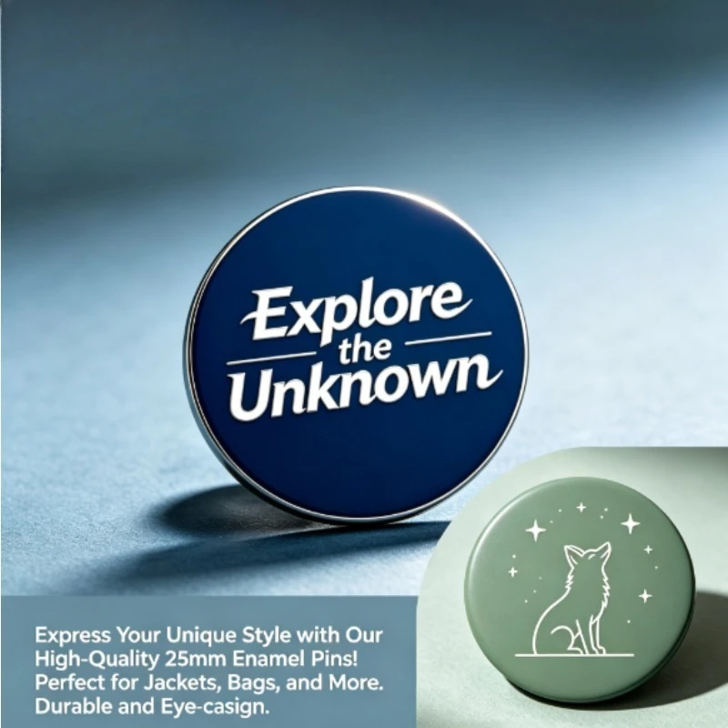 Pin redondo explorador con lobo y cielo estrellado para solapa - imagen 4