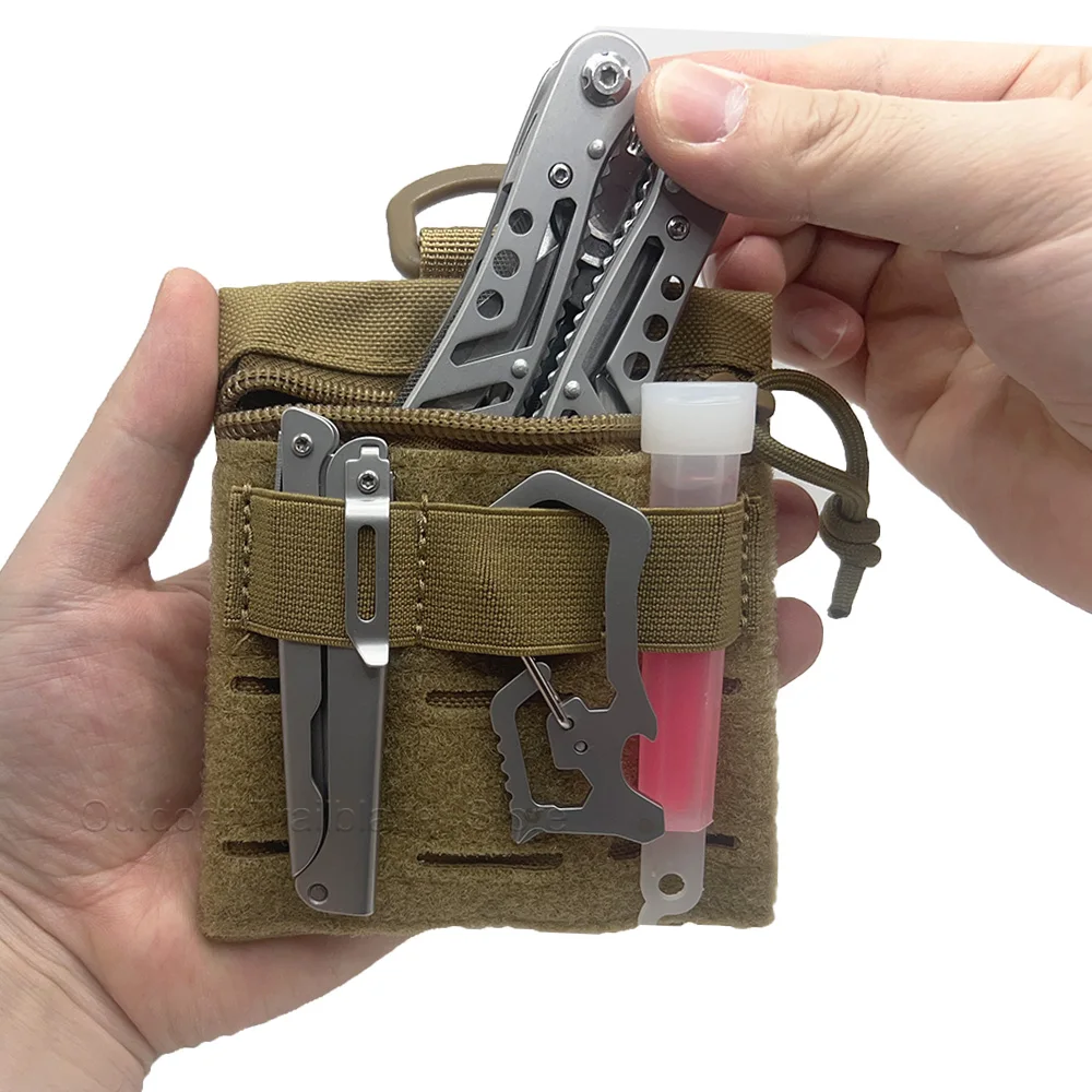 Bolsa táctica EDC Micro MOLLE con gancho y bucle, hebilla D