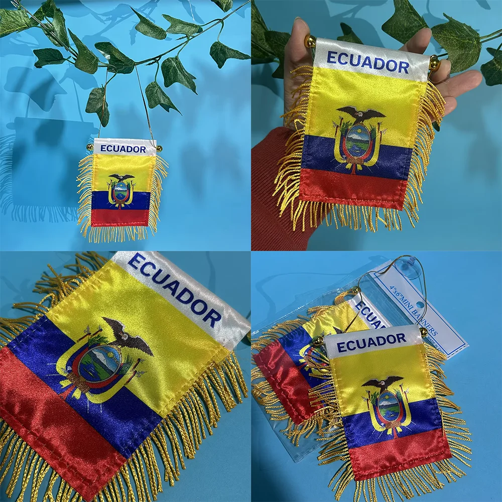 Bandera Ecuador para coche y mochila, poliéster doble cara