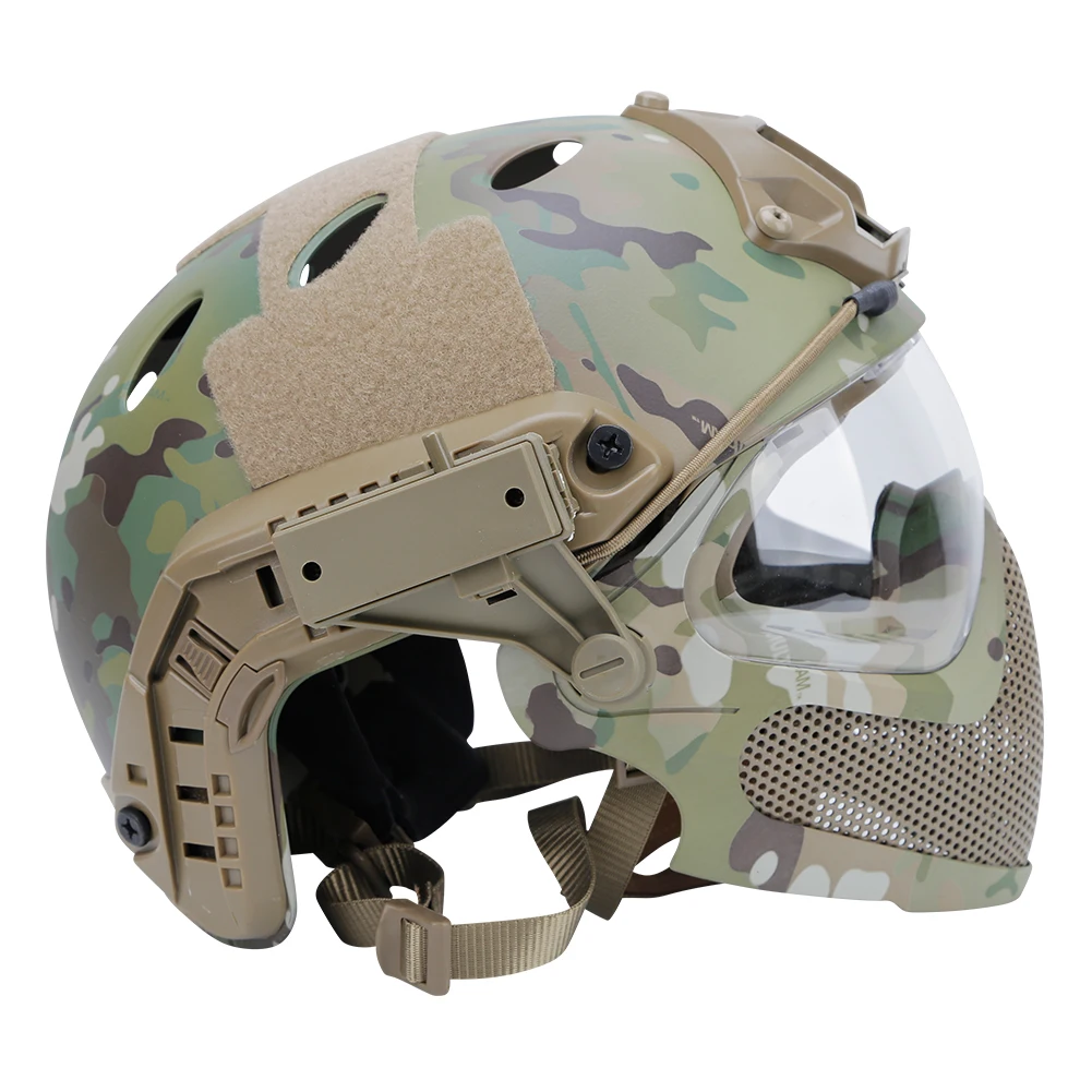 Casco táctico con protección facial y visor para airsoft, tiro - imagen 5