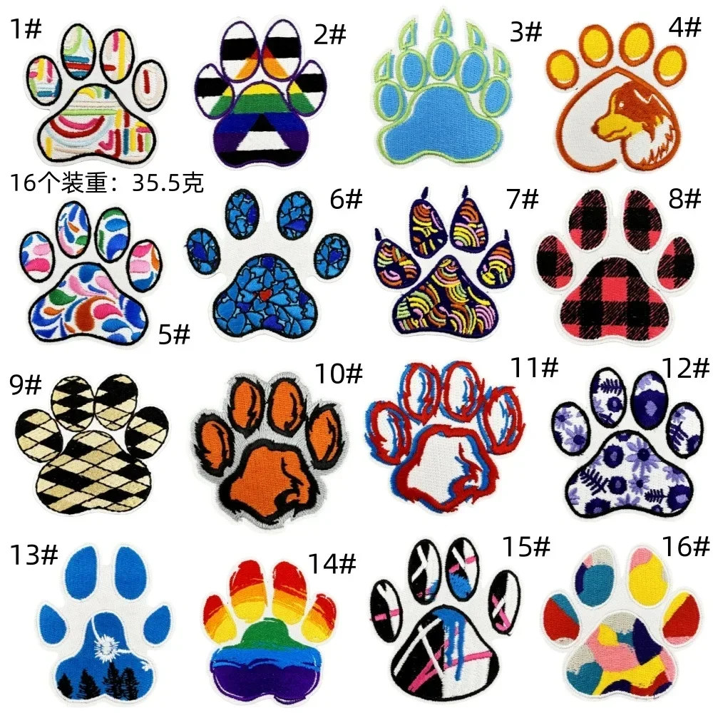 Aplique bordado con diseño tipo garra y pata de perro