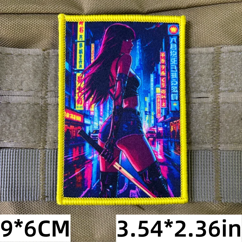 Parche táctico Punk Samurai Girl con velcro, insignia anime japonesa - imagen 2