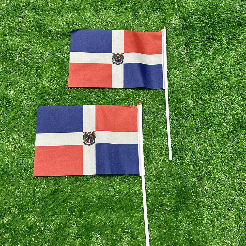 Bandera de mano de República Dominicana para ondear con asta - imagen 5