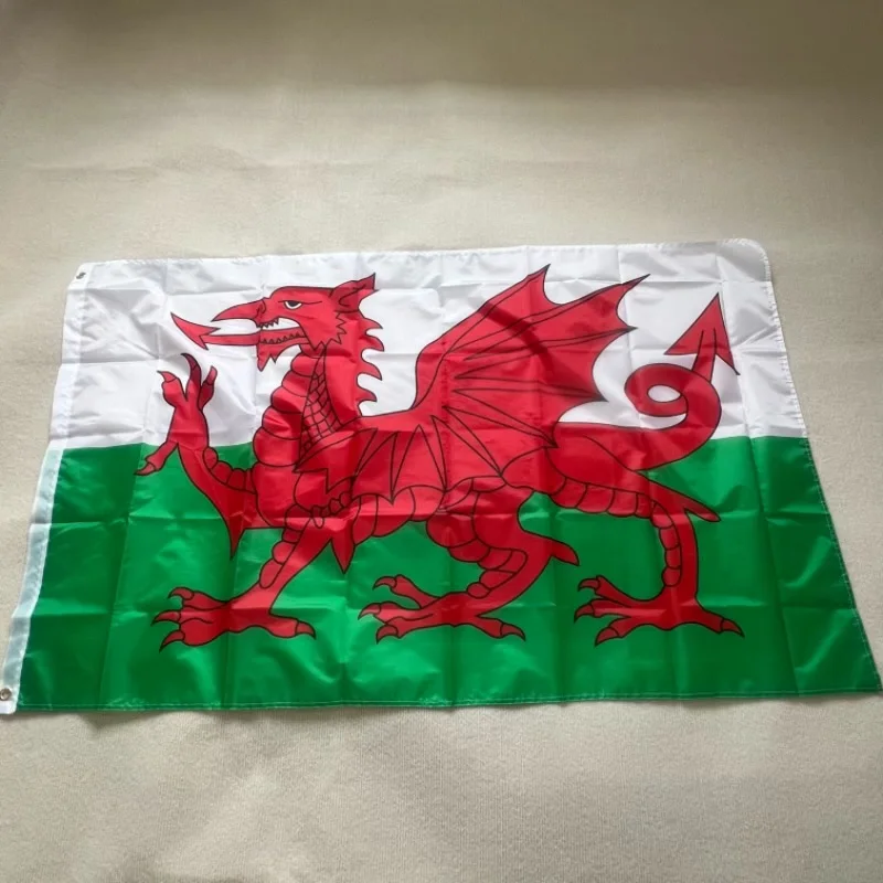 Bandera de Gales 90x150 cm – dragón rojo