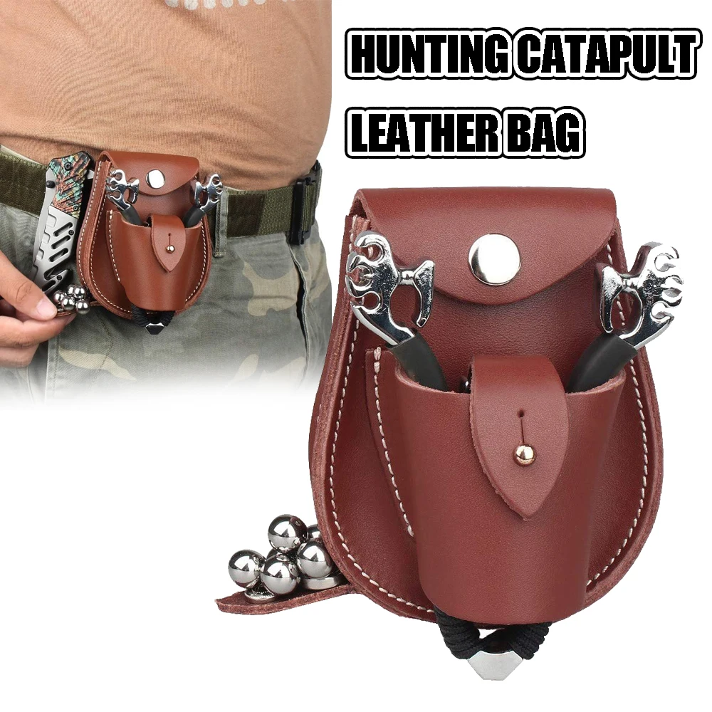 Funda de cuero para tirachinas de caza y pesca con munición - imagen 3