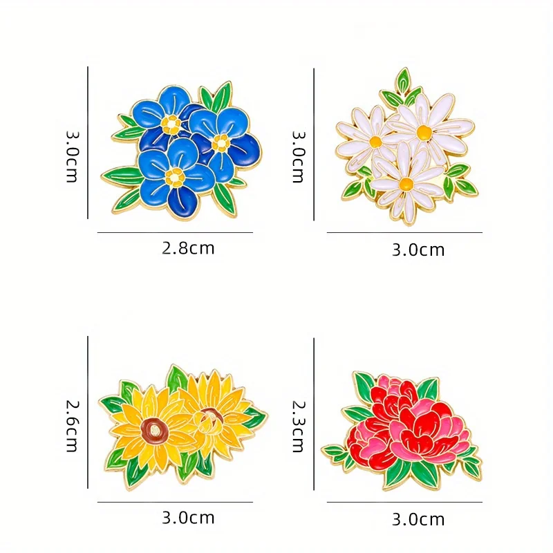 Alfileres de lapela con diseño decorativo de flores y hojas