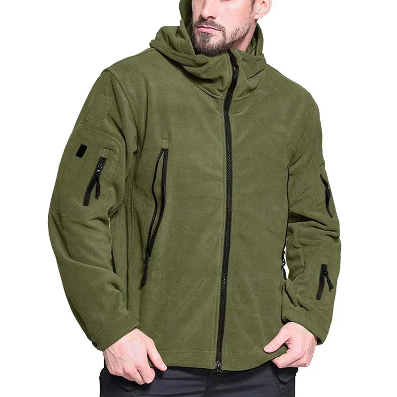 Chaqueta Hardshell Hombre Forro Polar Impermeable Capucha Cuello Alto