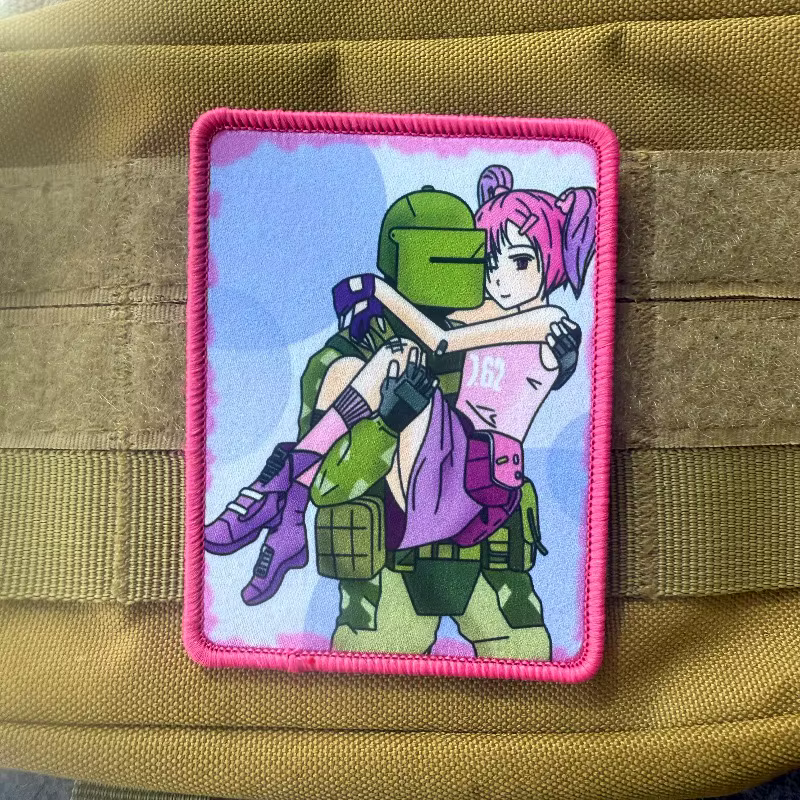 Parches tácticos con diseño anime y cierre de velcro