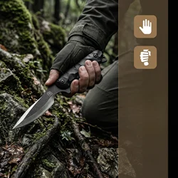 Cuchillo fijo de acero táctico para exteriores con funda de emergencia