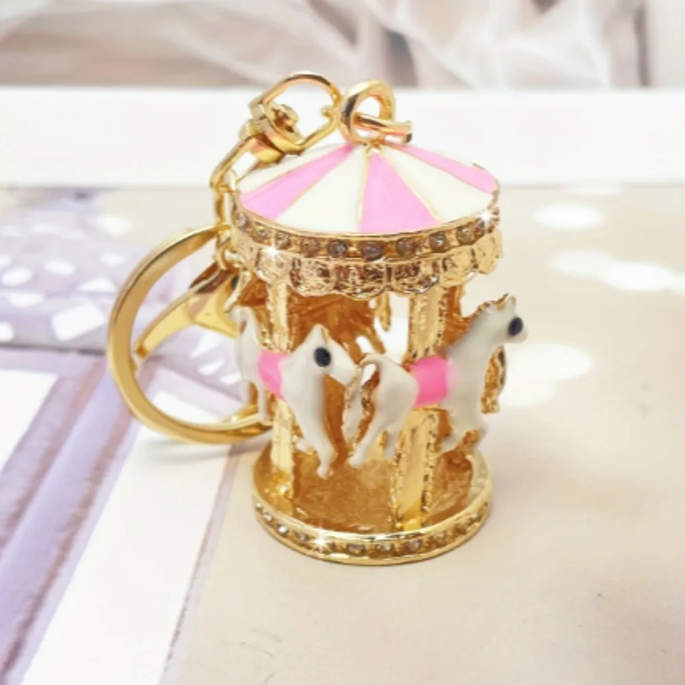 Llavero metálico carrusel con diamantes para llaves y bolso - imagen 2