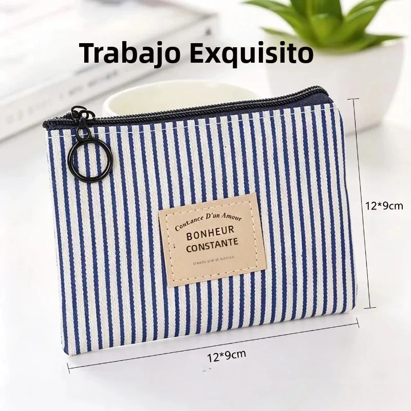 Bolsa para monedas y llaves de algodón y lino diseño geométrico - imagen 2