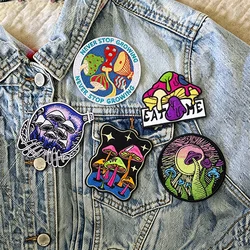 Parche termoadhesivo de hongos boho trippy bordado para ropa