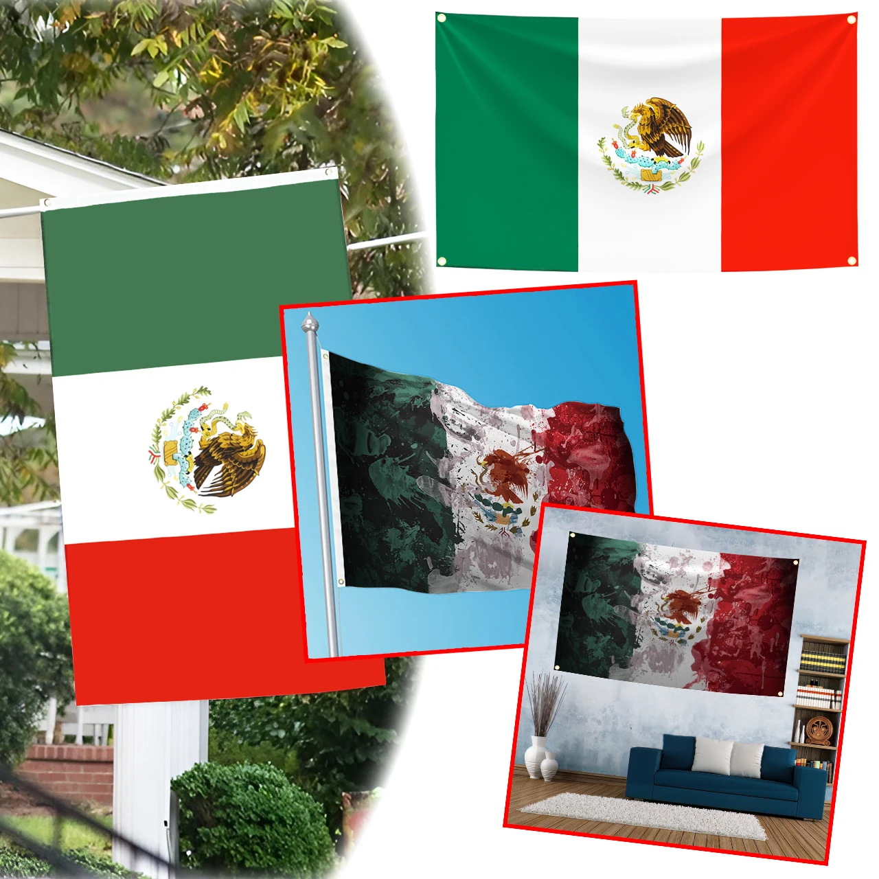 Bandera mexicana colocada como decoración