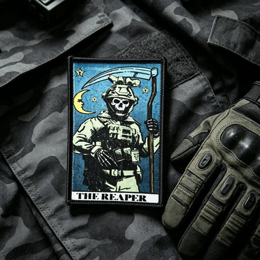 Parche táctico airsoft El Ceñador del Césped esqueleto, gancho y bucle - imagen 4