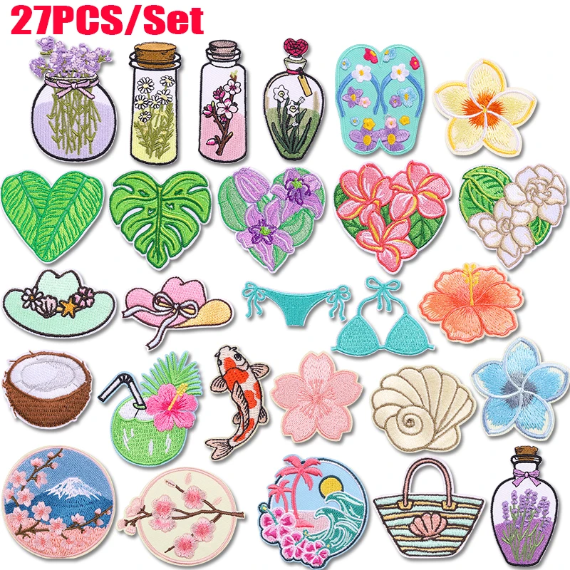 Detalle de parches tropicales
