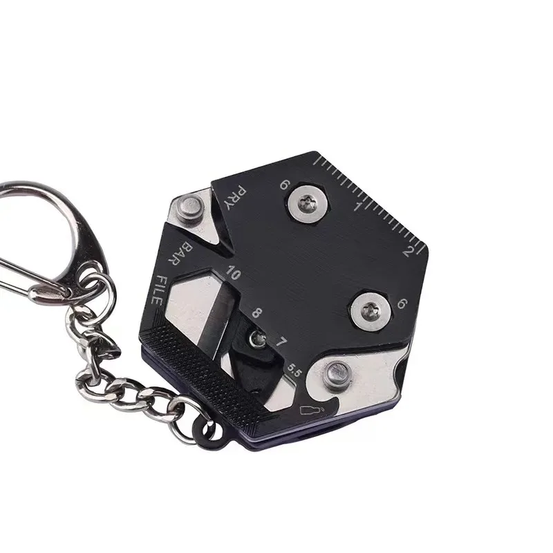 Multiherramienta EDC hexagonal tipo moneda con llavero y destornillador - imagen 5