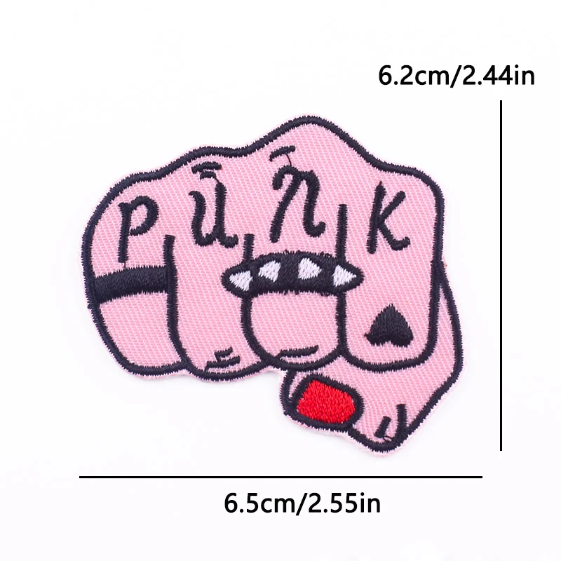 Parche bordado gótico punk oscuro termoadhesivo ojo corazón labios