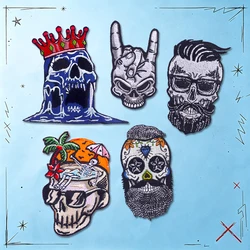 Parches termoadhesivos bordados calaveras punk para mochila chaqueta