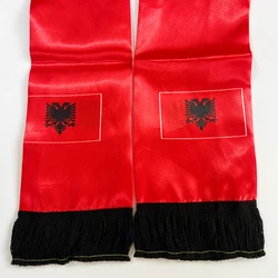 Bufanda Albania satén estampada ambos lados con borlas para fútbol