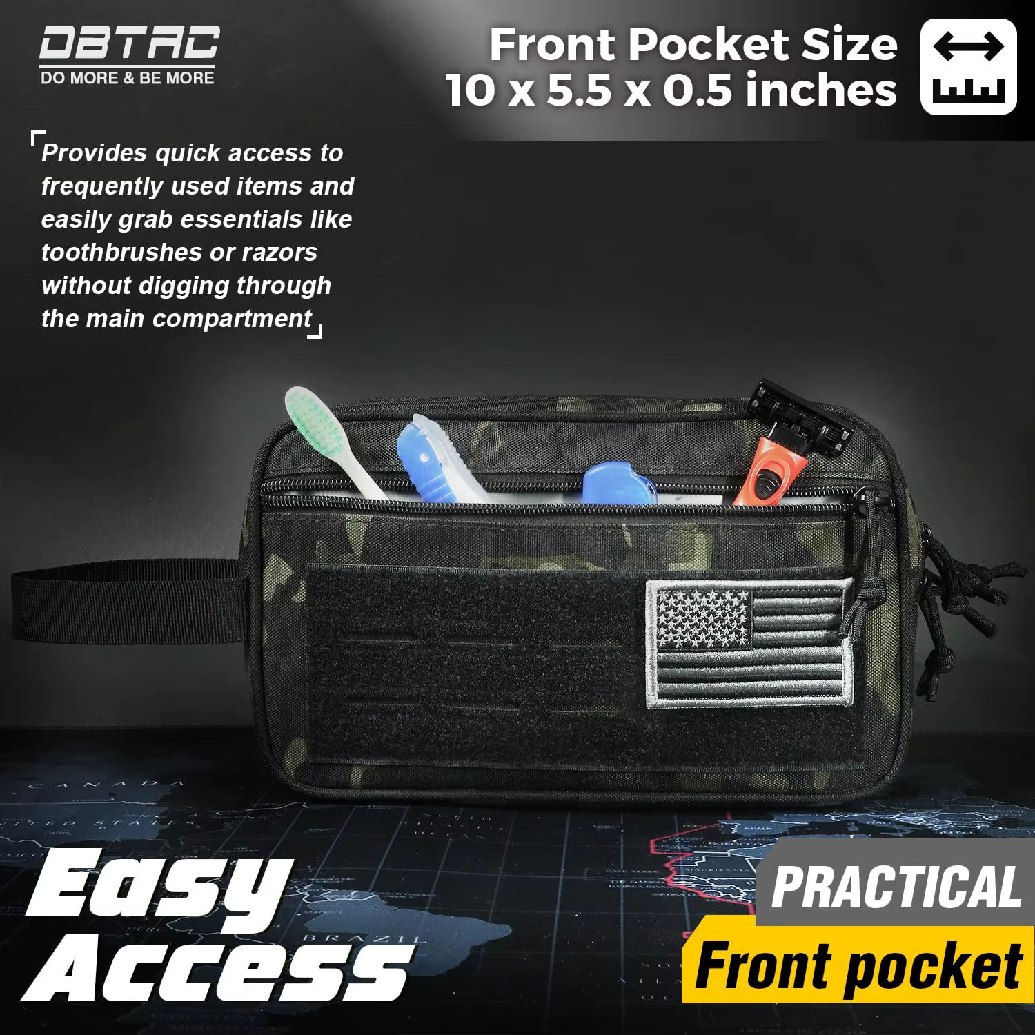 Bolsa de aseo táctica MOLLE con compartimento seco y húmedo - imagen 2