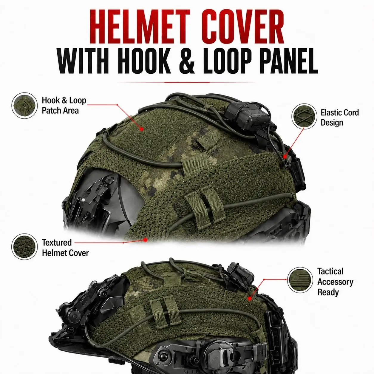 Casco táctico FAST con luces LED rojas y verdes activas