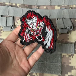 Parche táctico bordado lobo flameado con gancho y bucle Airsoft